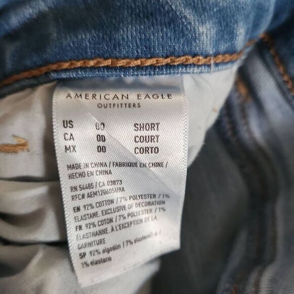 American Eagle Women's Size 00 Short Super Stretch Skinny Blue Jeans - Picture 7 of 7